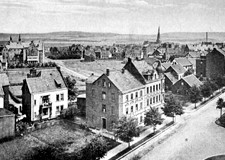Aussicht vom Rathausturm auf die Rathausstrasse von 1890